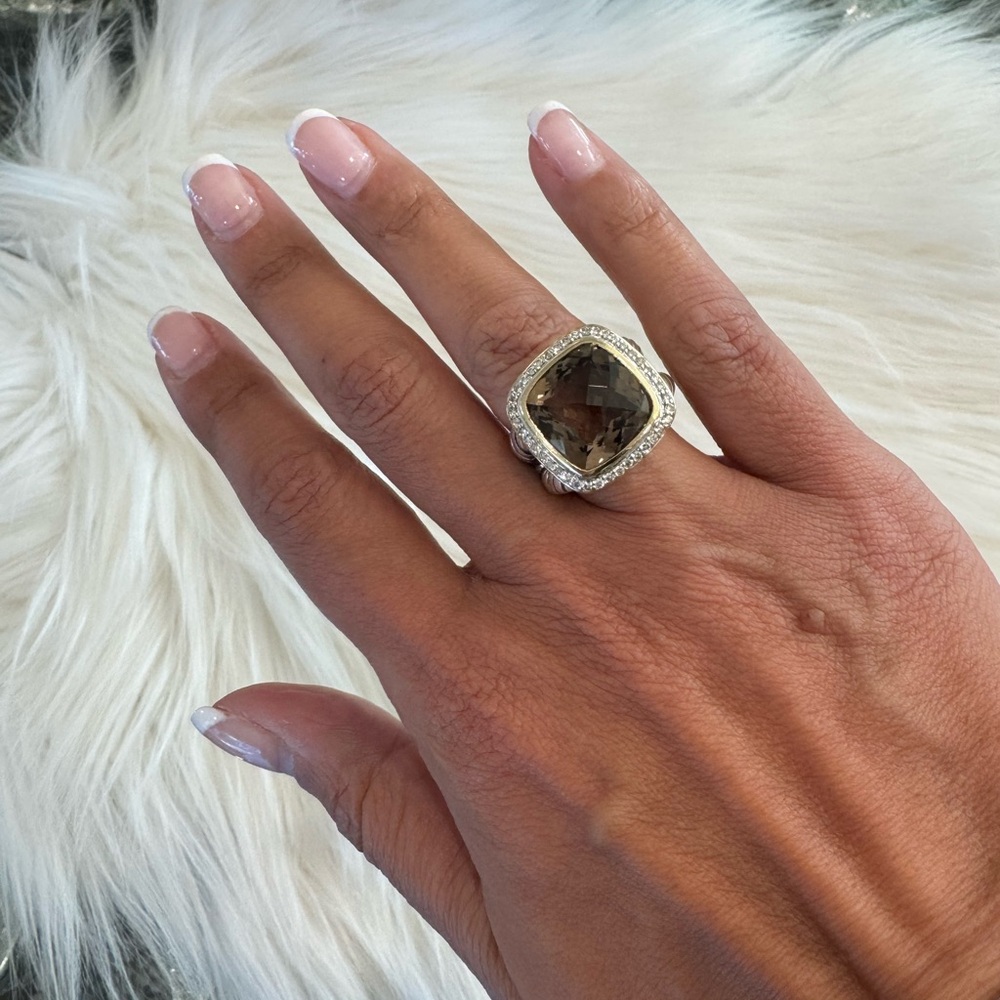 David Yurman Smoky Quartz & Diamond Sterling Ring - Size 7 - Picture 16 of 16